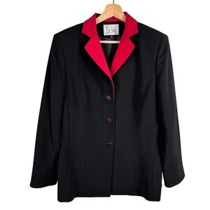 Le Suit Womens 10 Black Padded Single Breasted Lined Office Career Blazer Jacket